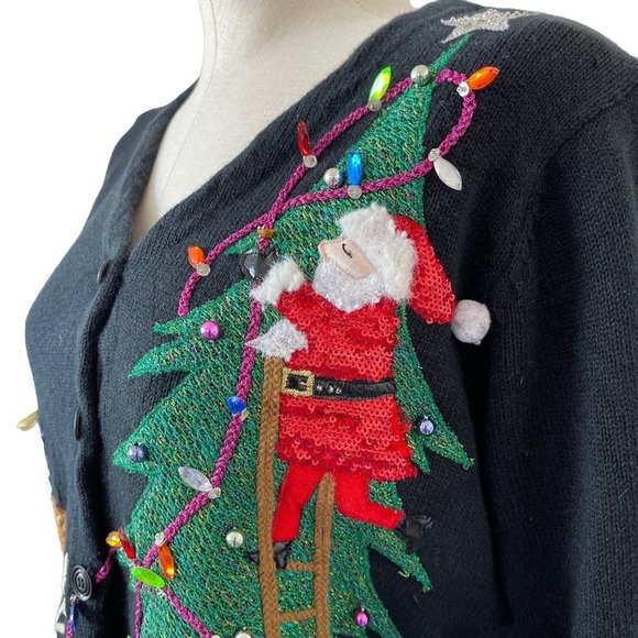 Design Options Phillip Jane Gordon Cardigan Santa Christmas Tree Lights Small - Picture 5 of 13